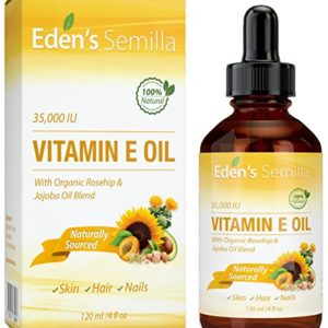 100  Natural Vitamin E Oil 35 000 IU   Organic Rosehip   Jojoba Blend - 4 OZ Bottle  FAST Absorbing Skin Protection For Face   Body  Pure Ingredients - Ideal For Sensitive Skin - Use Daily