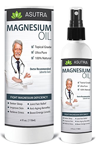 ASUTRA Pure Zechstein Magnesium Oil Spray - LESS ITCH LESS STING Effective Rapid Transdermal Absorption - Ultra Pure Potent FREE Magnesium E-Book (one 4oz bottle) 1 ASUTRA Pure Zechstein Magnesium Oil Spray - LESS ITCH LESS STING Effective Rapid Transdermal Absorption - Ultra Pure Potent FREE Magnesium E-Book (one 4oz bottle)