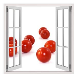 Alonline Art - Tomatos Vitamins Fake 3D Window FRAMED STRETCHED CANVAS (100  Cotton) Gallery Wrapped - READY TO HANG   30 x30  - 76x76cm   For Living Room Framed Decor For Bedroom Giclee