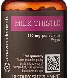 Amazon Brand - Amazon Elements Milk Thistle  Vegan  150mg  195 Capsules  More Than a 6 Month Supply