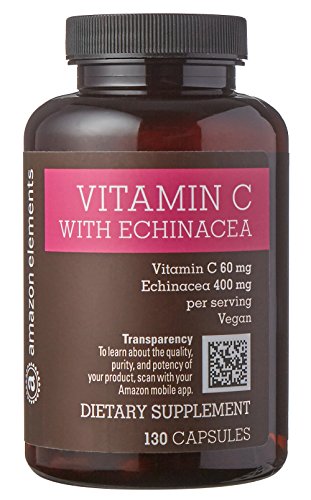 Amazon Brand - Amazon Elements Vitamin C 60mg with Echinacea 400mg Vegan 130 Capsules 4 Month Supply 1 Amazon Brand - Amazon Elements Vitamin C 60mg with Echinacea 400mg Vegan 130 Capsules 4 Month Supply