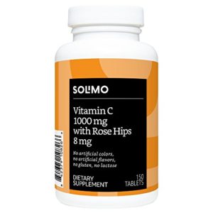 Amazon Brand - Solimo Vitamin C 1000mg with Rose Hips 8mg  150 Tablets  Five Month Supply