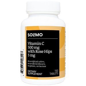 Amazon Brand - Solimo Vitamin C 500mg with Rose Hips 5mg  150 Tablets  Five Month Supply