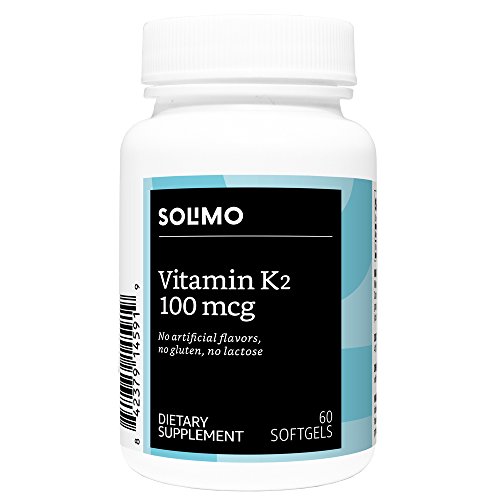 Amazon Brand - Solimo Vitamin K2 100mcg  60 Softgels  Two Month Supply