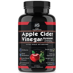 Angry Supplements Apple Cider Vinegar Pills for Weightloss - Natural Detox Remedy Includes Gymnema  Cinnamon  CLAs  and Garcinia for Complete Diet and Health - Best Starter Kit or Gift