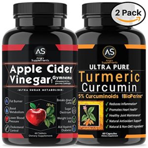 Apple Cider Vinegar Pills for Weightloss and Turmeric Curcumin  2 Pack Bundle  Natural Detox Remedy Includes Gymnema  Garcinia    BioPerine for Complete Diet and Health - Best Starter Kit or Gift