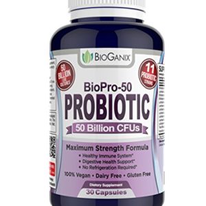 BIOPRO-50 Ultimate Probiotic Supplement with 50 Billion CFUs   11 Strains Per Capsule - Dr Rated Best for Women   Men - Raw Vegan  Gluten   Dairy Free - Immune   Digestive System Support  30ct
