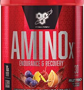 BSN Amino X Post Workout Muscle Recovery   Endurance Powder with 10 Grams of Amino Acids Per Serving  Flavor  Fruit Punch  30 Servings (Packaging May Vary)
