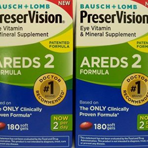 Bausch and Lomb PreserVision AREDS 2 Formula Eye Vitamin and Mineral Supplement - 2 Bottles  180 Softgels Each