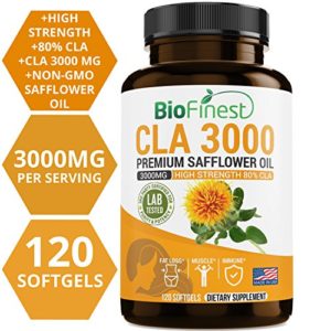 Biofinest CLA Safflower Oil 1500   3000mg Supplement - Conjugated Linoleic Acid - Non-GMO  Non-Stimulating  Gluten Free - Best for Men   Women (120 Softgels Capsules)