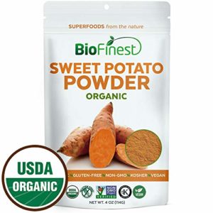 Biofinest Sweet Potato Powder -100  Pure Antioxidants Superfood - USDA Certified Organic Kosher Vegan Raw Non-GMO - Boost Digestion Weight Loss Detox - for Smoothie Beverage (4 oz Resealable Bag)