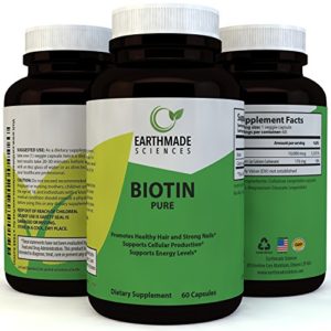 Biotin Supplement for Hair Growth - Stop Hair Fall Loss and Thinning with Natural Biotin Capsules - Healthy Skin Nails and Digestion Support - Pure Vitamin B7 for Men   Women by Earthmade Sciences