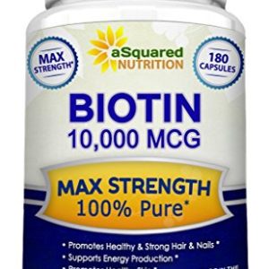 Biotin With 10 000 MCG - Max Strength Vitamin B Supplement for Men   Women  Vitamin B7 Biotin Pills to Improve Skin Health  Hair Growth  Thicker Nails   Energy  180 Capsules 10000mcg Complex