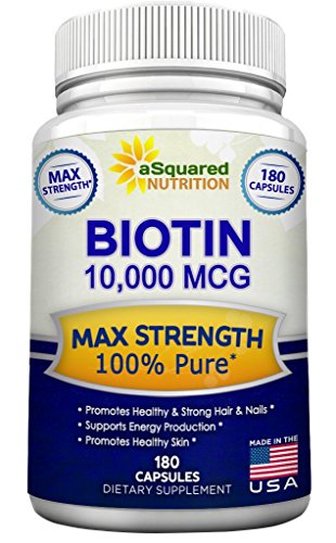 Biotin With 10 000 MCG - Max Strength Vitamin B Supplement for Men   Women  Vitamin B7 Biotin Pills to Improve Skin Health  Hair Growth  Thicker Nails   Energy  180 Capsules 10000mcg Complex 1 Biotin With 10 000 MCG - Max Strength Vitamin B Supplement for Men   Women  Vitamin B7 Biotin Pills to Improve Skin Health  Hair Growth  Thicker Nails   Energy  180 Capsules 10000mcg Complex