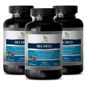 Blood sugar support - MILK THISTLE SEED EXTRACT 175 - Skin vitamins - 3 Bottle 180 Capsules