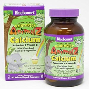 Bluebonnet Super Earth Rainforest Animalz Calcium Magnesium And Vitamin D3 Chews  Vanilla Frosting  90 Count