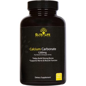 Calcium Carbonate - 1200mg with Vitamin D 25mcg (1000IU) - The Best Calcium Supplement For Women And Men - Pure  Natural  Bioavailable and Highly Absorbable Calcium For Healthy Bones - 180 Capsules