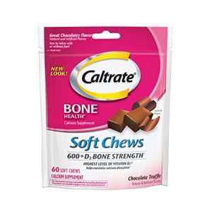 Caltrate 600 D3 Soft Chews (Chocolate Truffle  60 Count) Calcium and Vitamin D3 Chewable Supplement  600mg