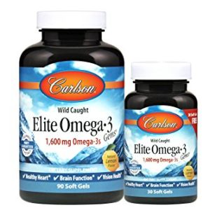 Carlson Elite Omega-3 Gems  Norwegian  1 600 mg Omega-3s  90   30 Soft Gels