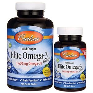 Carlson Labs - Norwegian Elite Omega-3 Fish Oil Gems Lemon Flavored 1600 mg  - 120 Softgels