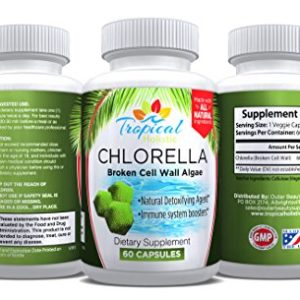 Chlorella Extract 1200mg Maximum Strength Capsules - Green Superfood Supplement by Tropical Holistic  30 Day Supply - 60 Veggie Capsules