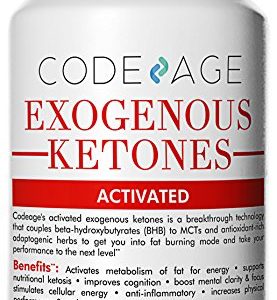 Codeage Exogenous Ketones Capsules - 240 Count - Keto Diet Supplement with BHB Salts as Exogenous Ketones  Electrolytes and Caffeine