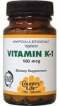 Country Life Vitamin K-1 100 Mcg  100-Count (Pack of 2)
