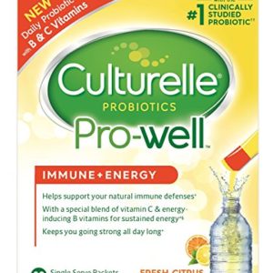 Culturelle® Pro-Well Immune   Energy Daily Probiotic Drink Mix   Helps Support Natural Immune Defenses    Water Enhancer with Probiotics and Vitamin B  C   20 Single Serve Packets