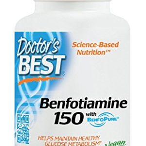 Doctor's Best BenFotiamine with BenfoPure  Non-GMO  Gluten Free  Vegan  Helps Maintain Blood Sugar Levels  150 mg  120 Veggie Caps