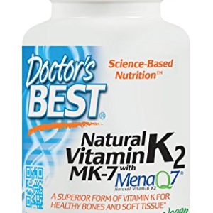 Doctor's Best Natural Vitamin K2 MK-7 with MenaQ7  Non-GMO  Vegan  Gluten Free  Soy Free  45 mcg 60 Veggie Caps