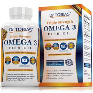 Dr  Tobias Omega 3 Fish Oil Triple Strength  Burpless  Non-GMO  NSF-Certified  180 Counts