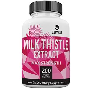 EBYSU Milk Thistle Extract - 200 Day Supply 1000mg Max Strength Seed Extract with Silymarin  Liver Cleanse Supplement Detoxifies  Helps Boost Immune System   Supports Weight Loss  Non-GMO Capsules