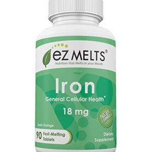 EZ Melts Iron as Elemental Iron  18 mg  Sublingual Vitamins  Vegan  Zero Sugar  Natural Orange Flavor  90 Fast Dissolve Tablets