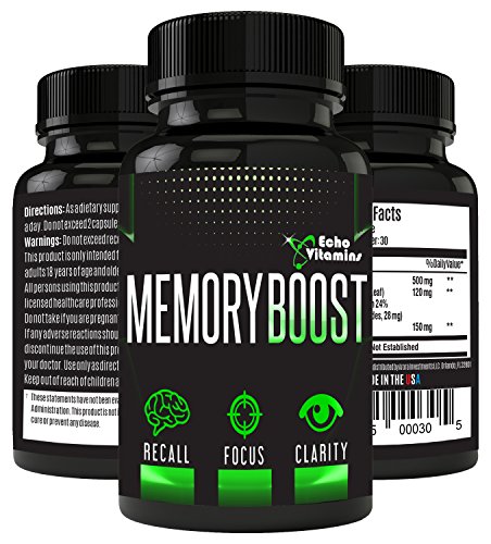 Echo Vitamins Memory Boosting Brain Supplement for Focus  Energy  Memory- Mental Performance Formulated Brain Booster with Super Ginkgo Biloba 30 Capsules