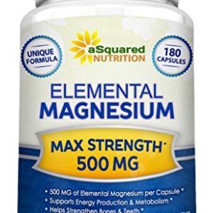 Elemental Magnesium Supplement - 180 Veggie Capsules - Max Strength Magnesium Citrate   Oxide 500 mg Formula  Mag Tablet Pills for Sleep   Vitamin Deficiency  Natural Calm Complex for Women   Men