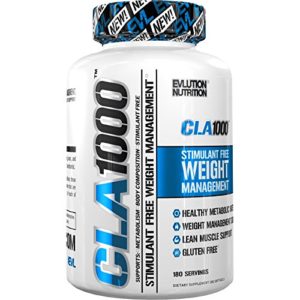 Evlution Nutrition - CLA 1000 Conjugated linoleic Acid  180 Serving Soft Gel  Weight Loss Supplement  Stimulant-Free