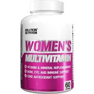 Evlution Nutrition Women's Daily Multivitamin Supplement - Biotin  Vitamins A B C D E  Calcium  Zinc  Lutein  Magnesium  Manganese   More  Multivitamins for Women 60 Servings