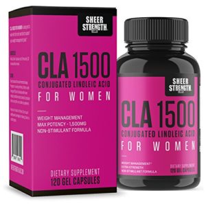 Extra Strength CLA for Women - 1500mg High Potency Weight Loss Supplement - Conjugated Lineolic Acid from Safflower Oil - Non-GMO   Stimulant-Free - 120 Softgels - Sheer Strength Labs