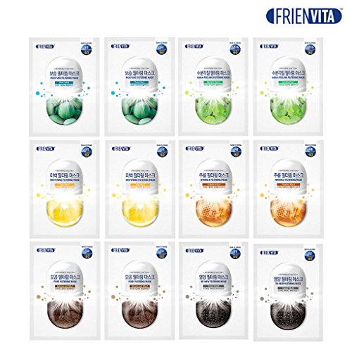 FRIENVITA Vital Vitamins Skin Filtering Facial Mask Sheet 25g Pack of 12 (6 Kinds of Vitamin A B C E F H ) Moisturizing Soothing Anti-Wrinkle Nourishing Pore Care Whitening 1 FRIENVITA Vital Vitamins Skin Filtering Facial Mask Sheet 25g Pack of 12 (6 Kinds of Vitamin A B C E F H ) Moisturizing Soothing Anti-Wrinkle Nourishing Pore Care Whitening