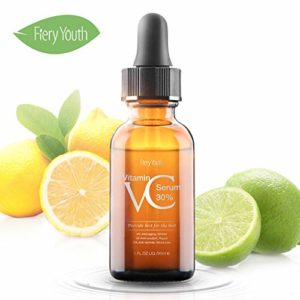 Fiery Youth Vitamin C Serum 30  with Hyaluronic Acid and Vit E - Natural   Organic Anti Wrinkle Vitamin C Serum for Face Eyes - Anti Aging Facial Serum