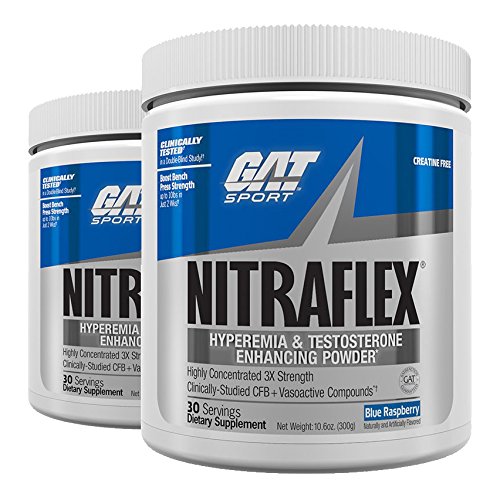 GAT Nitraflex Pre-Workout High-Intensity Training Formula  Pack of Two 30 Servings (Blue Raspberry)
