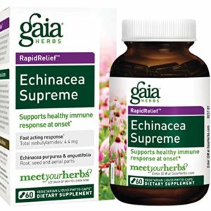 Gaia Herbs Echinacea Supreme  Vegan Liquid Capsules  60 Count - Immune Support  Organic Whole Plant Echinacea
