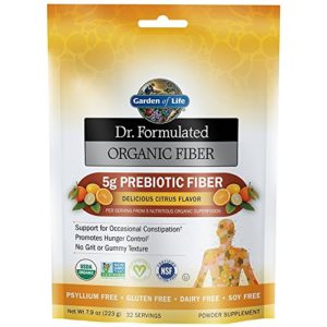 Garden of Life Dr  Formulated Organic Prebiotic Superfood Fiber Supplement for Constipation Relief and Hunger Control  Vegan  Citrus  7 9oz (223g) Powder