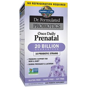 Garden of Life Prenatal Probiotic for Women - Dr  Formulated Once Daily Prenatal for Digestive and Gut Health  Shelf Stable  30 Capsules