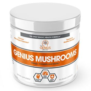 Genius Mushroom – Lions Mane  Cordyceps and Reishi – Immune System Booster   Nootropic Brain Supplement – Wellness Formula for Natural Energy  Stress Relief  Memory   Liver Support  90 Veggie Pills