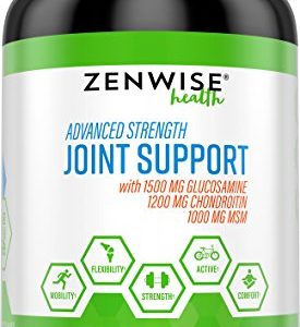 Glucosamine Sulfate Chondroitin MSM Curcumin - Extra Strength Joint Pain Relief Supplement with Hyaluronic Acid - Natural Health Support for Aches  Soreness - 180 Tablets