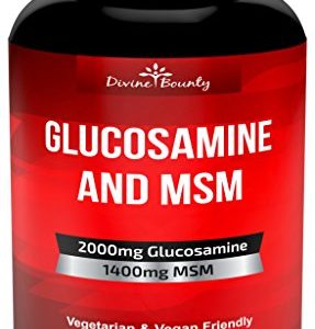 Glucosamine Sulfate Supplement (2000mg per serving) with MSM - 240 Small Vegetarian Capsules - No Shellfish  GMO's or Harmful Additives