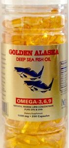 Golden Alaska Deep Sea Fish Oil Omega-3  1000 Mg  200 Capsules