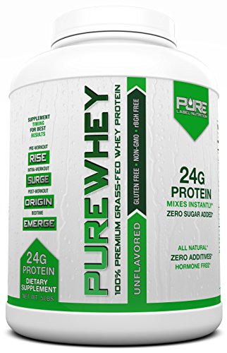 Grass Fed Whey Protein   5lb   Unflavored Grass Fed Whey   100  Natural Whey w No Sweeteners or Added Sugars   rBGH Free   GMO-Free   Gluten Free   Preservative Free   PURE Whey