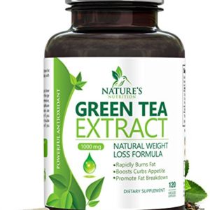 Green Tea Extract 98  with EGCG for Weight Loss 1000mg - Boost Metabolism for Healthy Heart - Antioxidants   Polyphenols for Immune System - Gentle Caffeine - Natural Fat Burner Pills - 120 Capsules